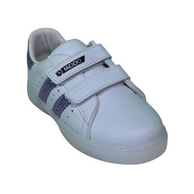 113 Middo Vegan Deri Spor Işıklı Beyaz Mor