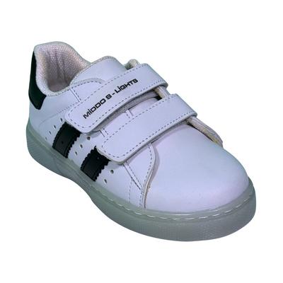 129 Middo Vegan Deri Spor Işıklı Beyaz Siyah