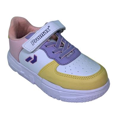 137 Promax Vegan Deri Spor Beyaz Pembe Sarı