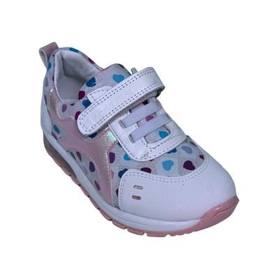 141 Kız Işıklı Hakiki Deri Spor Ortopedik Beyaz Kalpli