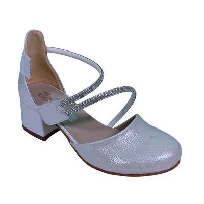 152 Kız Abiye Topuklu Simli Beyaz Cırtlı