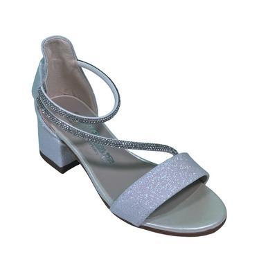 154 Kız Abiye Topuklu Simli Beyaz Cırtlı