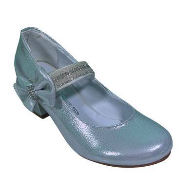 159 Kız Abiye Topuklu Simli Gümüş Cırtlı