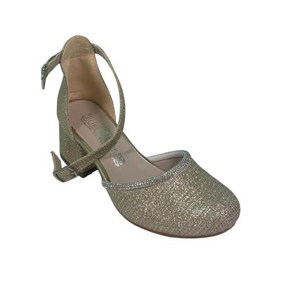 160 Kız Abiye Topuklu Simli Gold Cırtlı