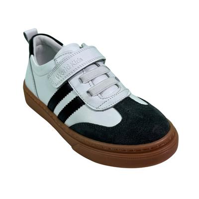 169 Hakiki Deri Çocuk Spor Ortopedik Ayakkabı Beyaz Siyah 