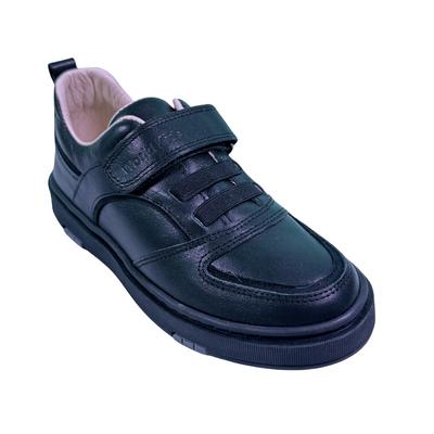 172 Hakiki Deri Ortopedik Siyah Cırtlı Okul Ayakkabısı