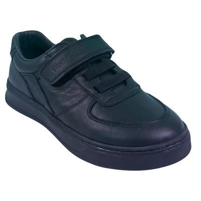 187 Hakiki Deri Siyah Ortopedik Cırtlı Çocuk Ayakkabı