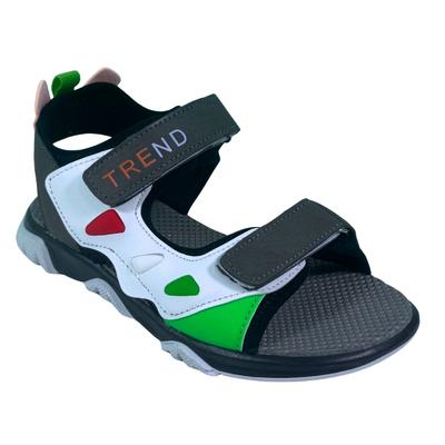 192 Trend Erkek Sandalet Cıft Cırtlı Gri Beyaz