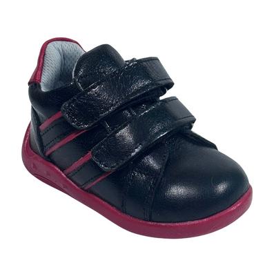 219 Kız Hakiki Deri Bot Ortopedik Siyah Rugan Kırmızı 