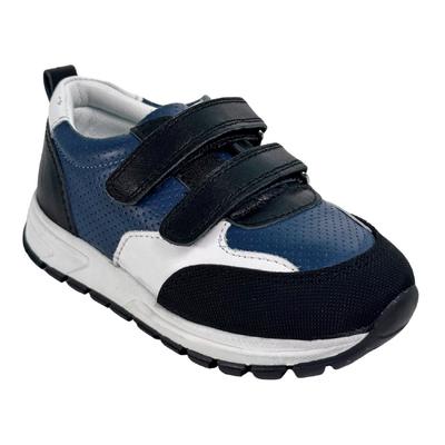 304 Erkek Ortopedik Doğal Deri Spor Mavi Siyah