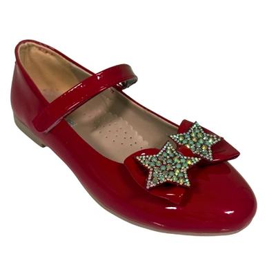 95 Kız Ortopedik Klasik Abiye Rugan Kırmızı Cırtlı